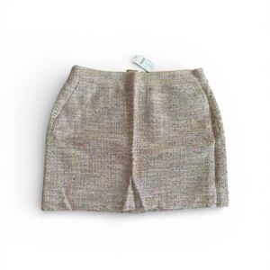 J. Crew Tweed Multicolor Mini Skirt in Cream and Pink NWT Size 10